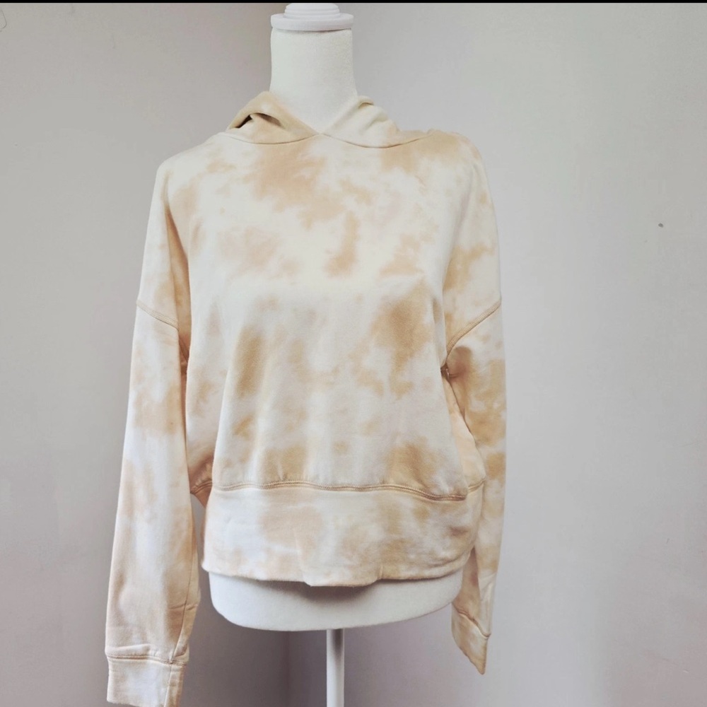 Offline Aerie OTT Fleece Size XL Tie Dye Cropped Hoodie Womens Orange Cream Soft